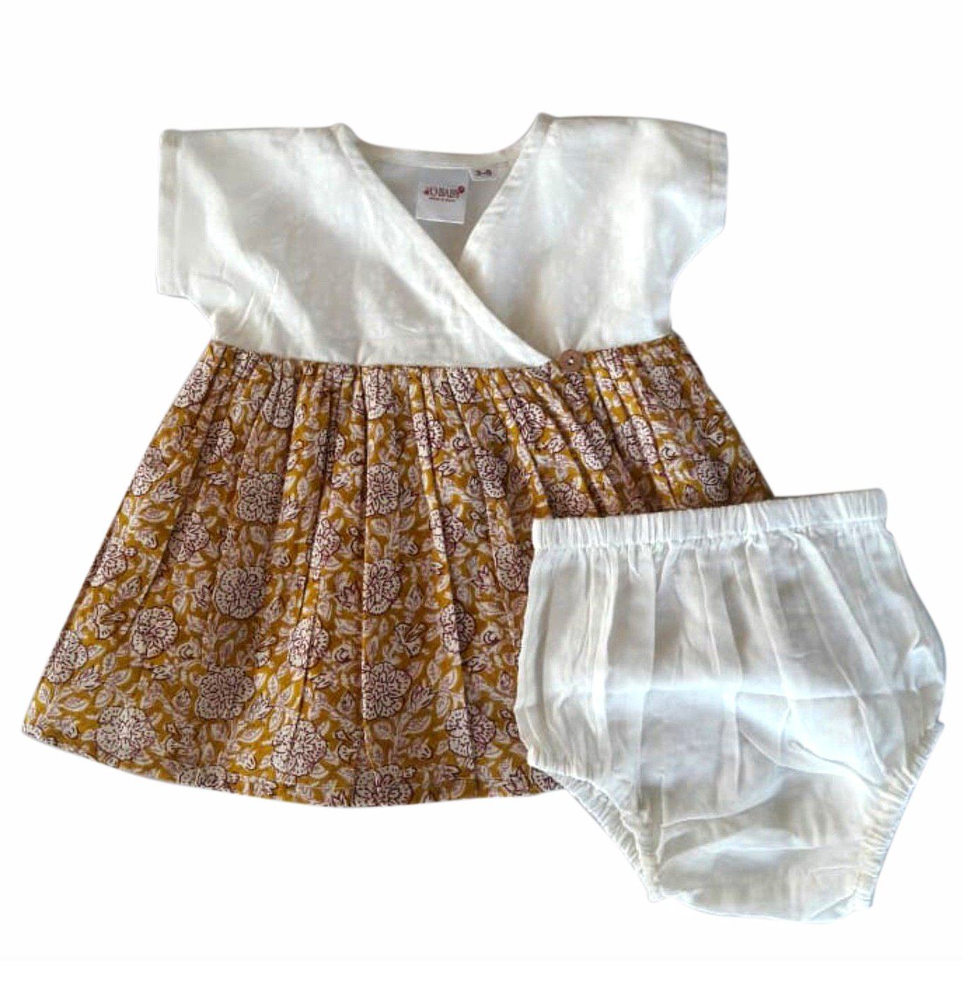 Off White and Yellow Floral Infant Wrap Dress Dress Yo Baby Wholesale