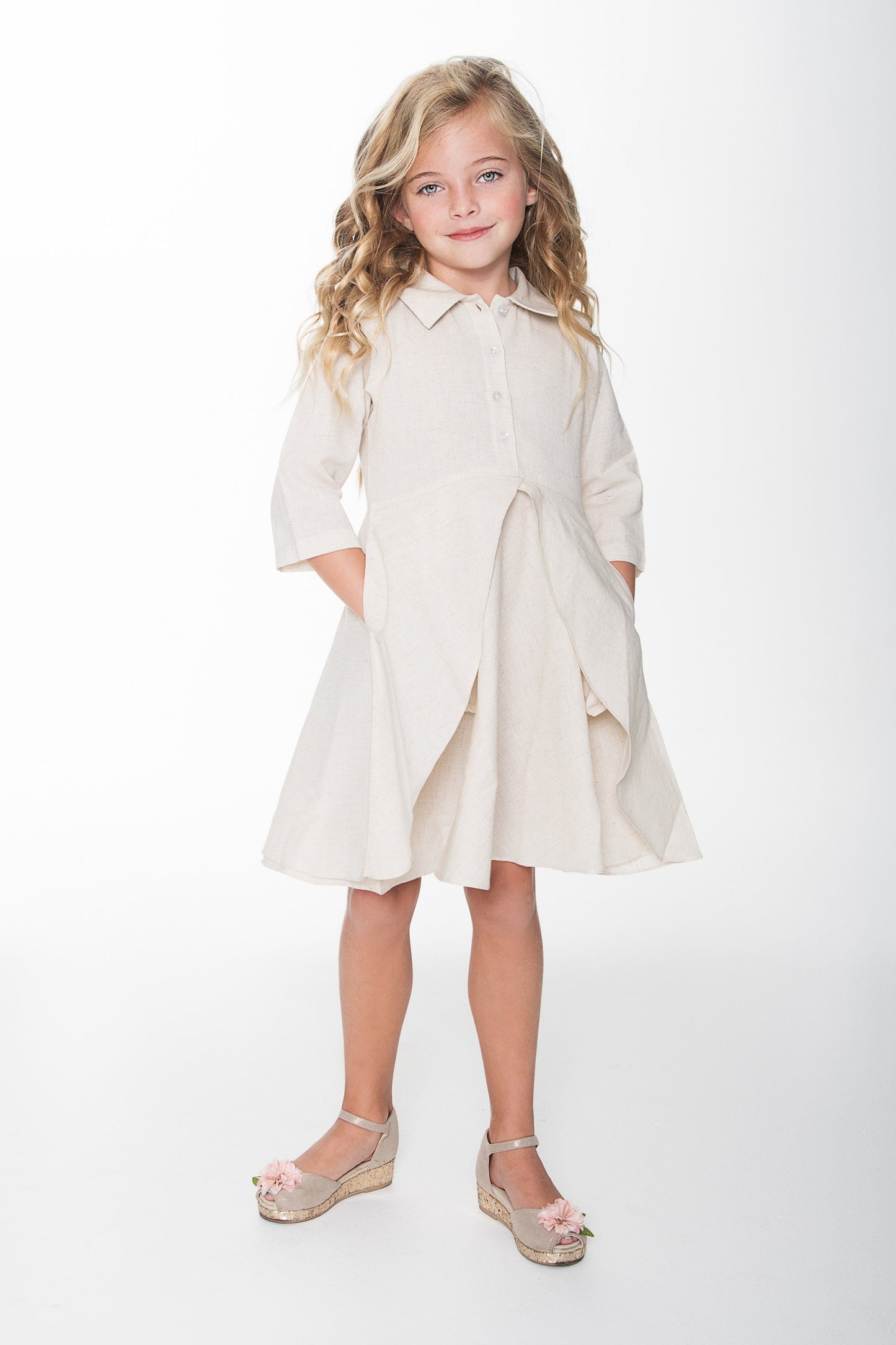 Off-White Front Flounce Dress Dress Yo Baby Wholesale