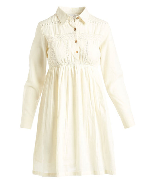 Off-White Lace Detail Shirt-Dress Shirt-Dress Yo Baby Wholesale