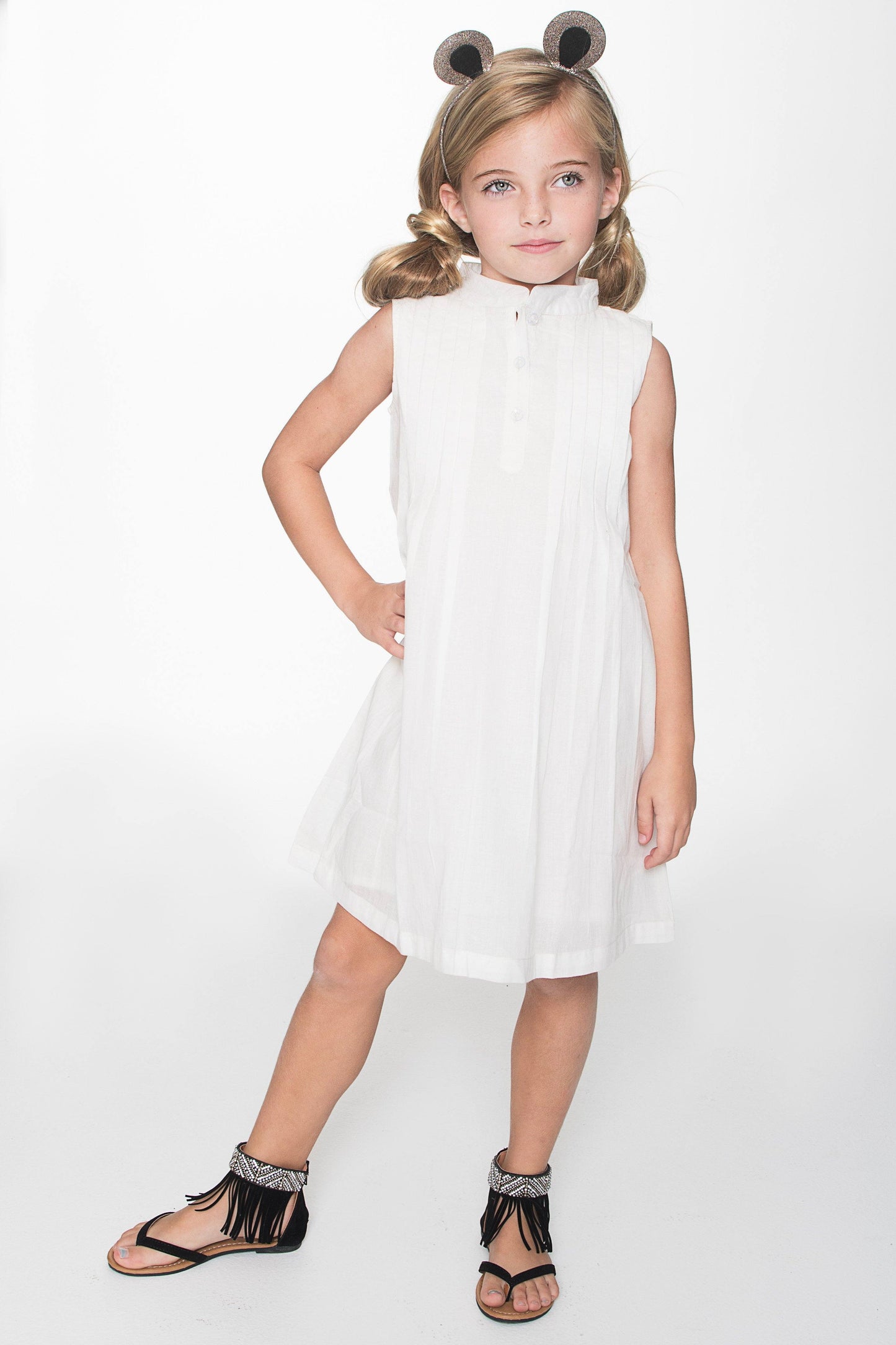 Off-White Pin-tuck Detail Dress Dress Yo Baby Wholesale