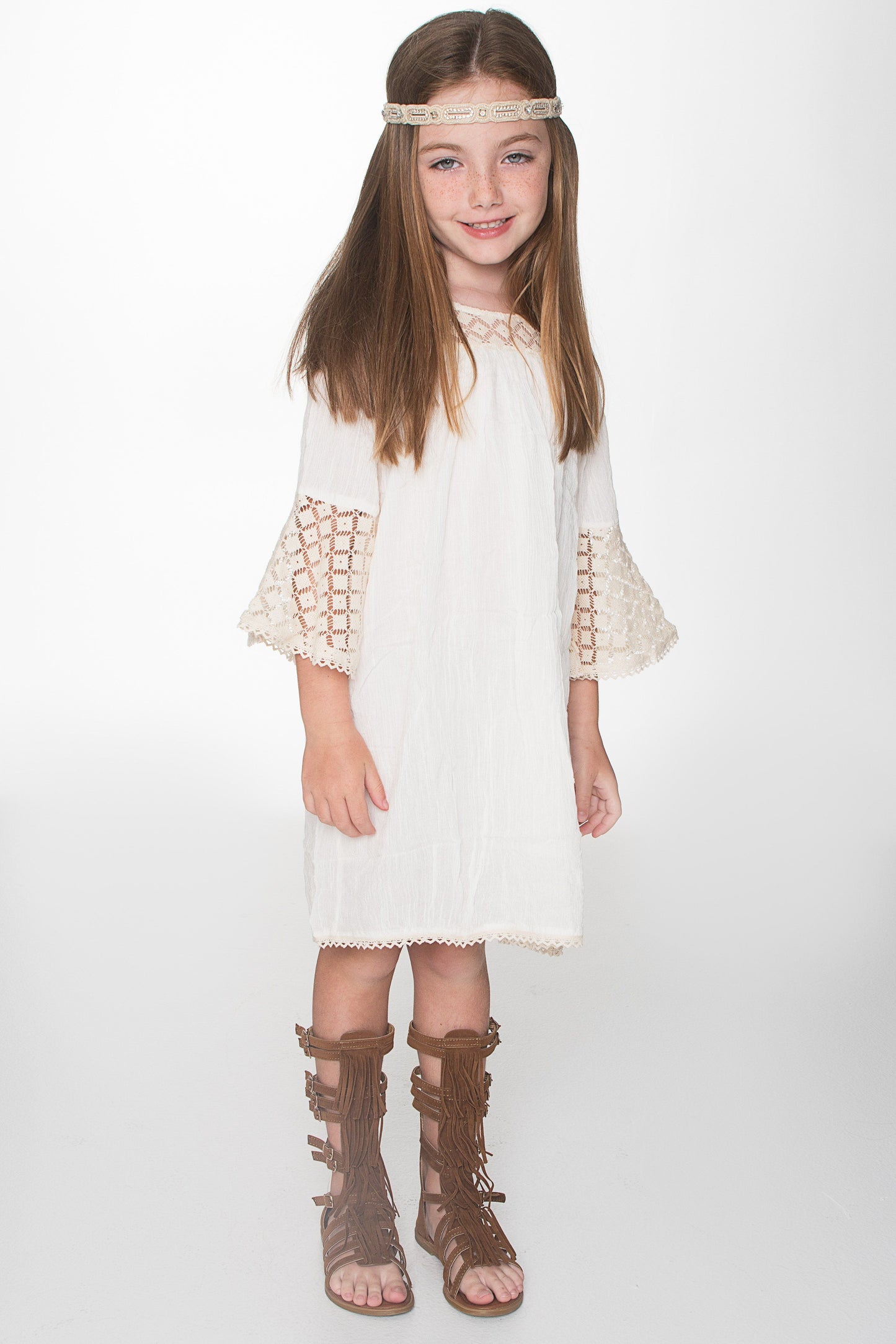 Off-White TARA lace Detail Swing Dress Dress Yo Baby Wholesale