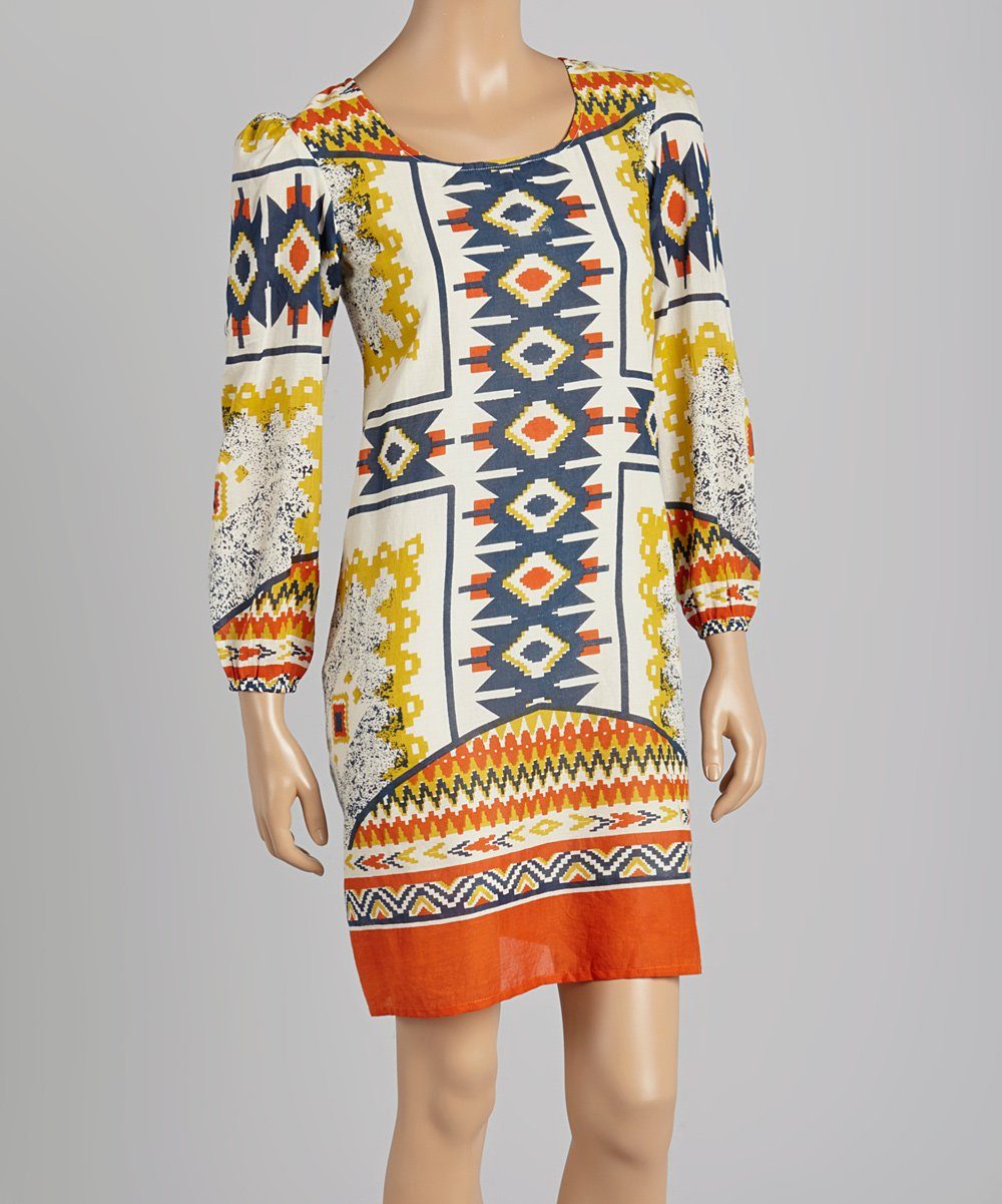 Orange Geometric Swing Dress Shirt-Dress Yo Baby Wholesale