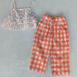 Orange Polka Dot Top & Orange Checkered Pants Set TOP & PANTS SET Yo Baby India 