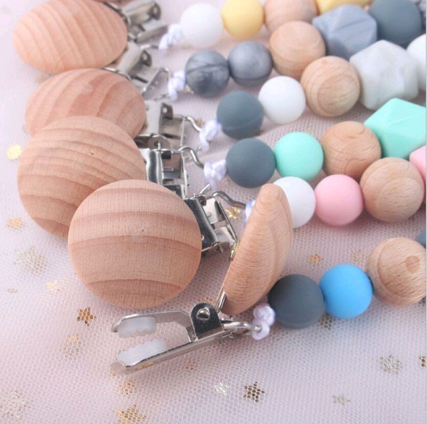 Pacifier Teether Clips - Wood & Silica Gel Yo Baby India