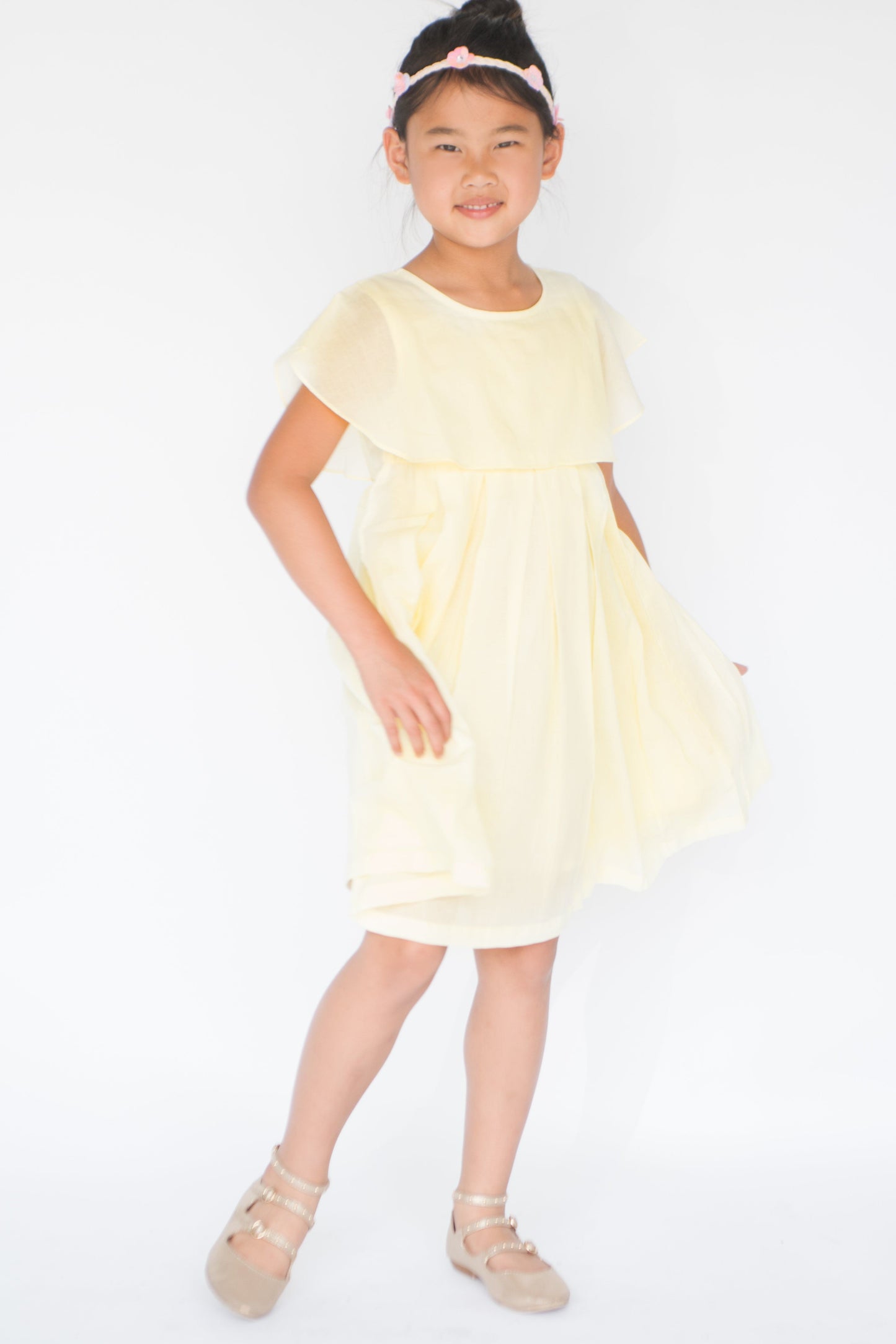 Pastel Yellow Overlap Pleated Dress Dress Yo Baby Wholesale