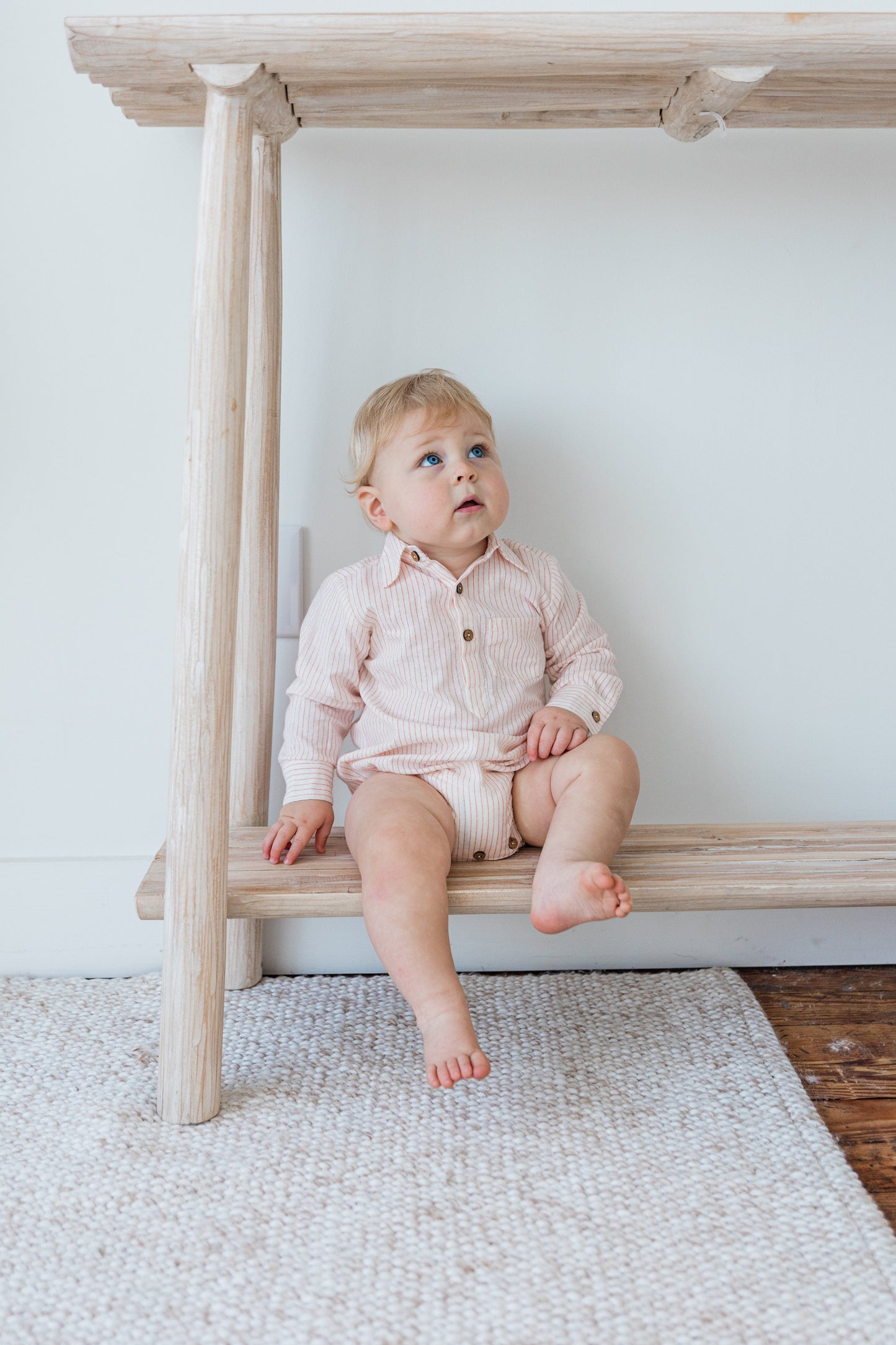 Peach Dot Stripes Print Long Sleeve Baby Romper romper Yo Baby India