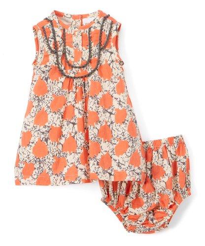 Peach Lace Detail Dress with Matching Diaper Cover Dress Yo Baby Wholesale