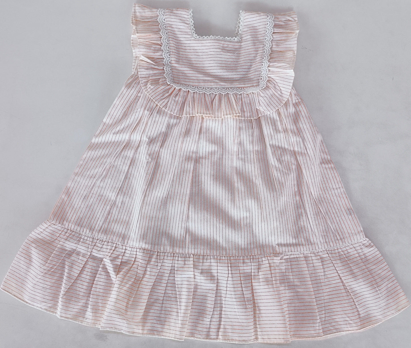Peach Stripes Square Neck Ruffle Dress Dress Yo Baby India