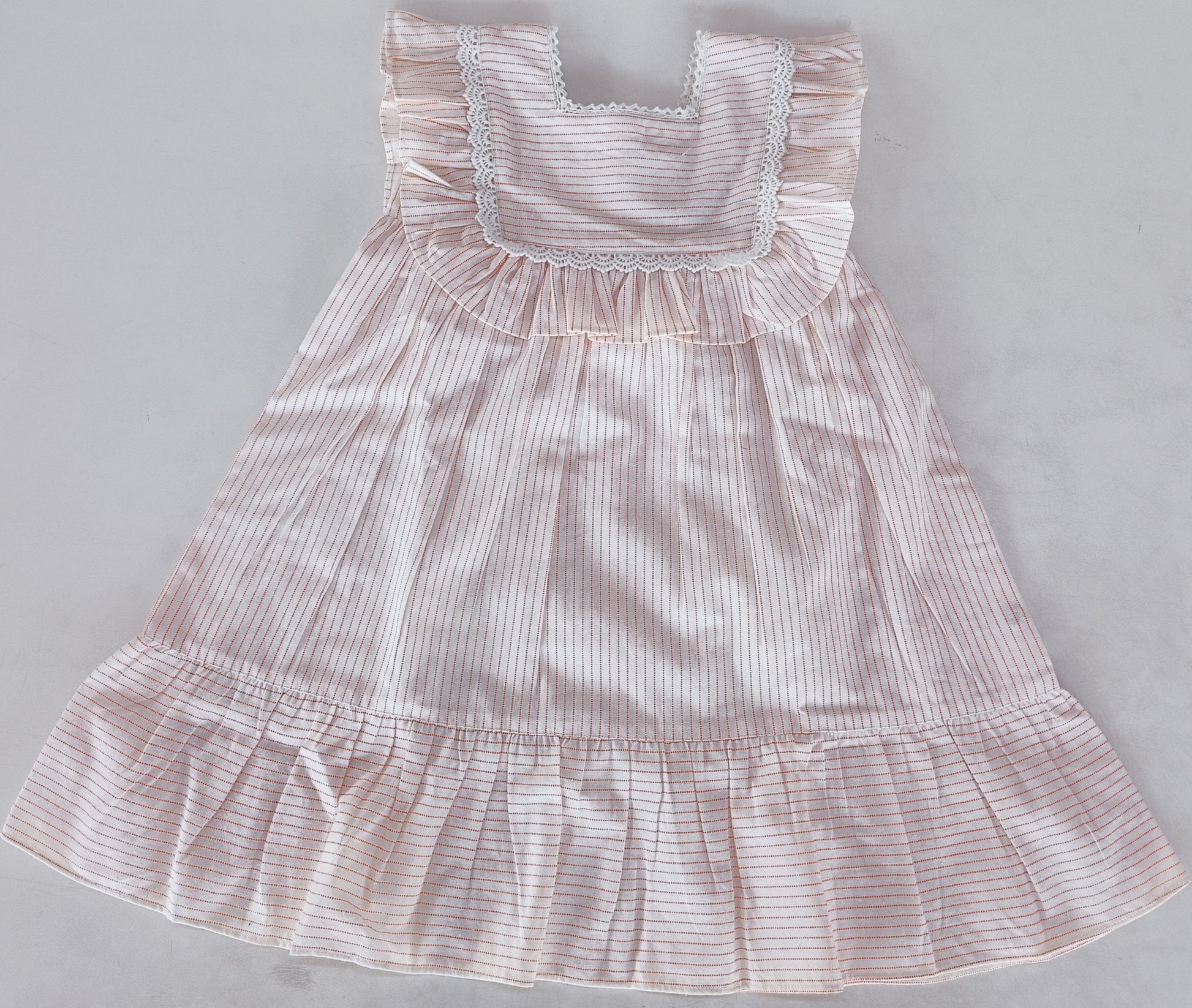 Peach Stripes Square Neck Ruffle Dress Dress Yo Baby India