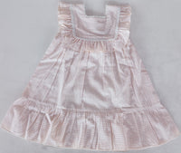 Peach Stripes Square Neck Ruffle Dress Dress Yo Baby India 