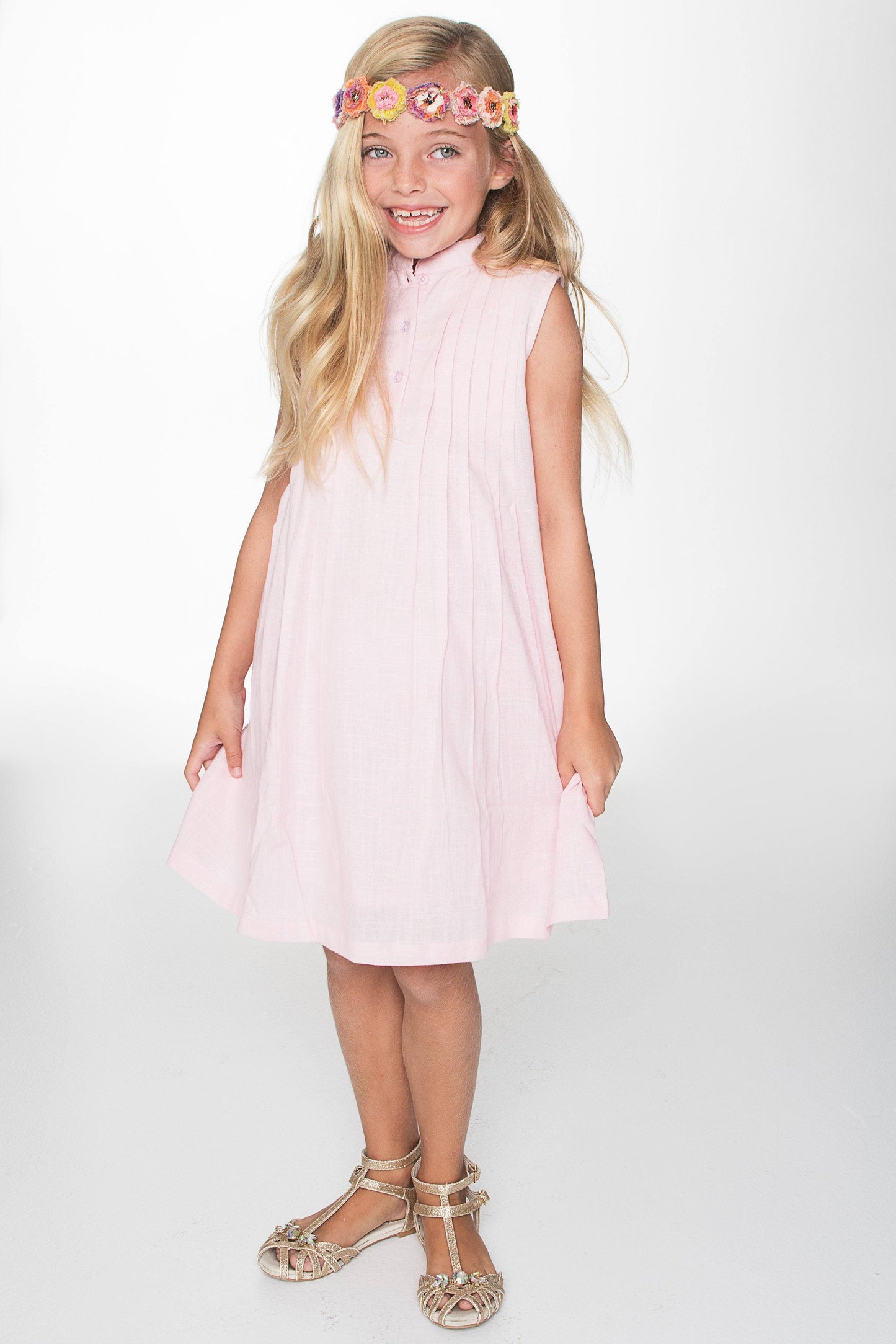 Pink Pin Tuck Detail Shift Dress Dress Yo Baby Wholesale