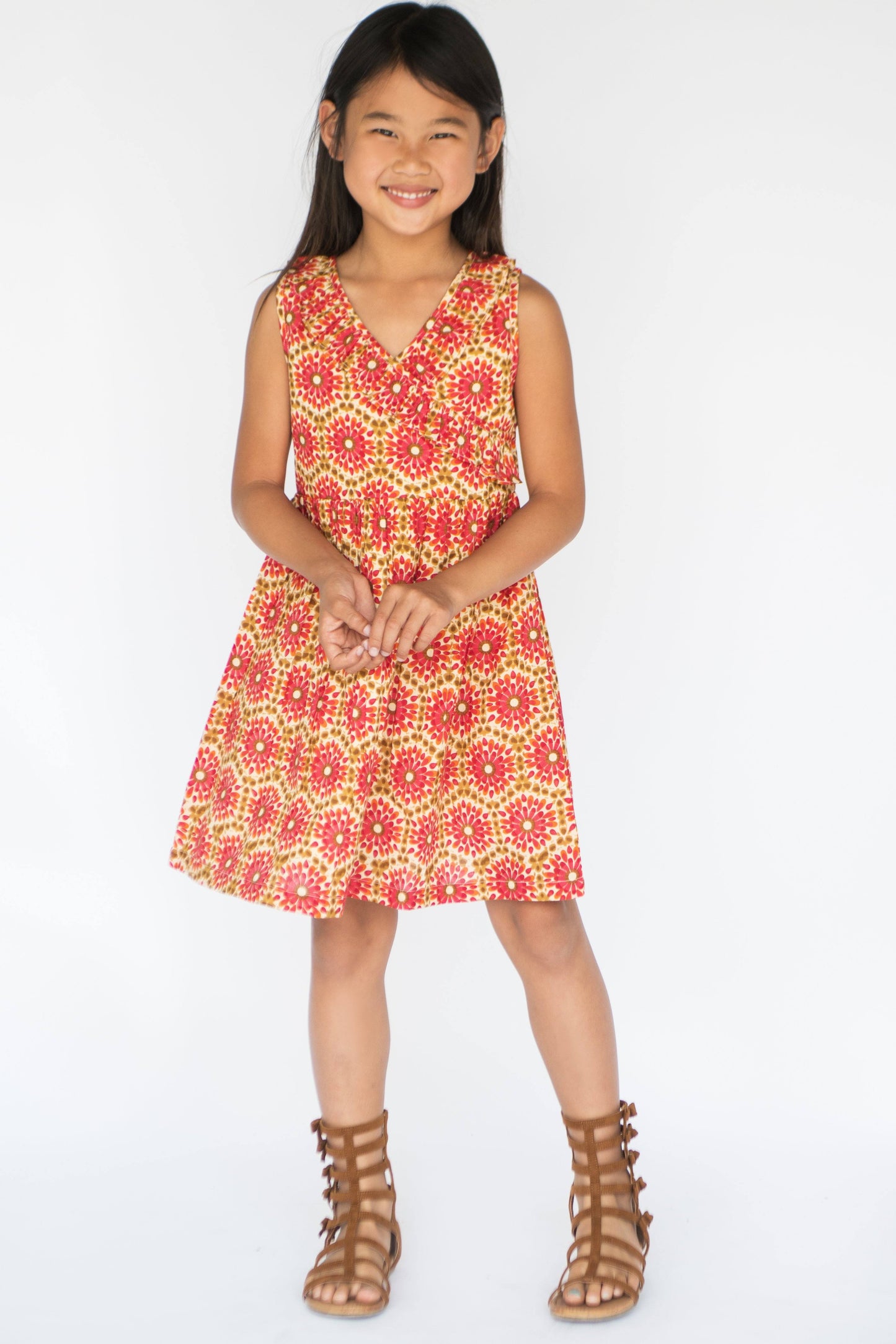 Pink & Tan Floral Wrap Dress Dress Yo Baby Wholesale