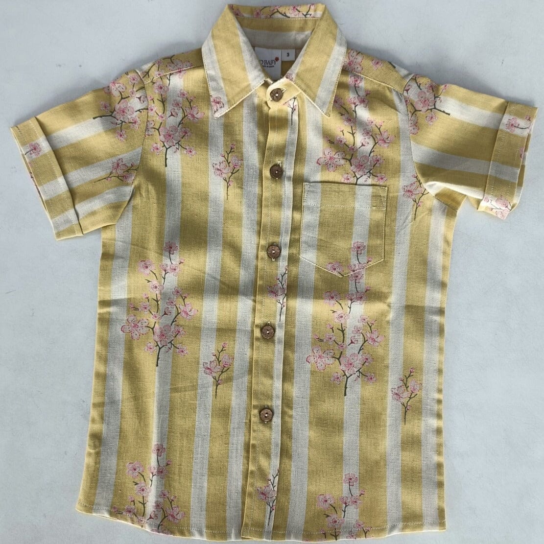Pink & Yellow Floral Print Boys Shirt Shirt Yo Baby India
