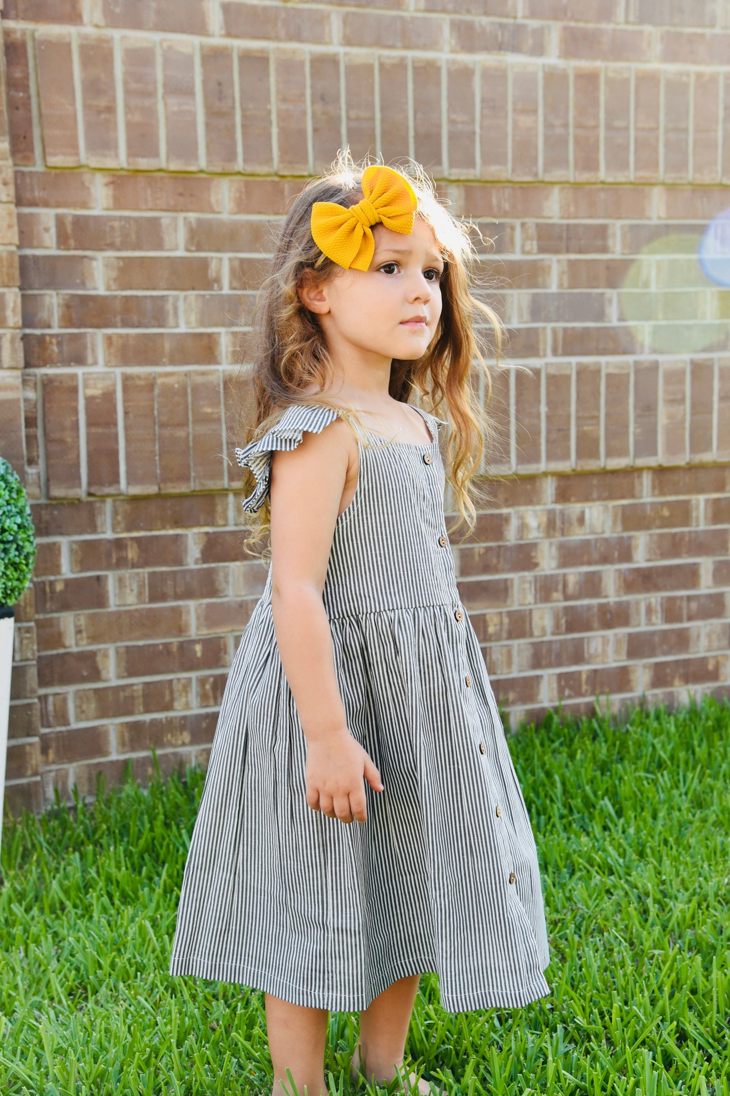 Pinstripes Flutter Sleeves Shirt Dress Dress Yo Baby Wholesale