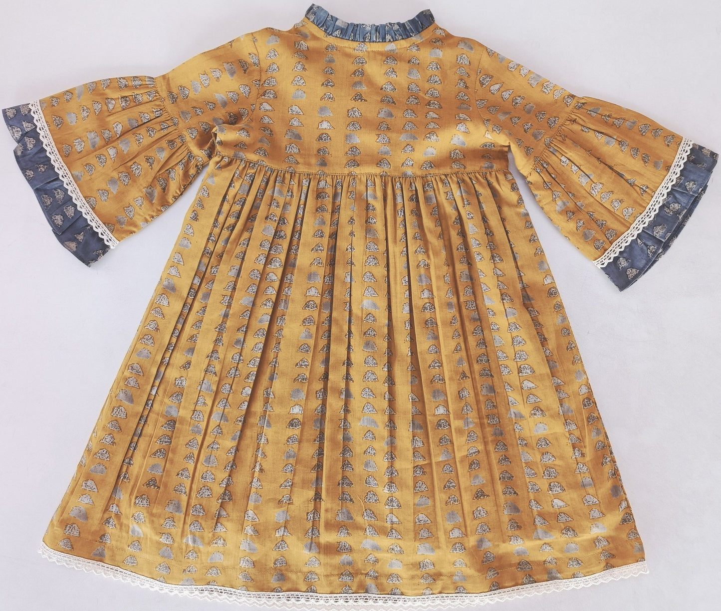 Printed Bell-Sleeves Neck Ruffle Dress Dress Yo Baby India