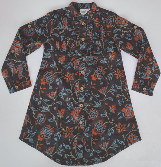 Printed Dress Long Sleeve With Pintuck & drawstring Shirt Dress Dress Yo Baby India