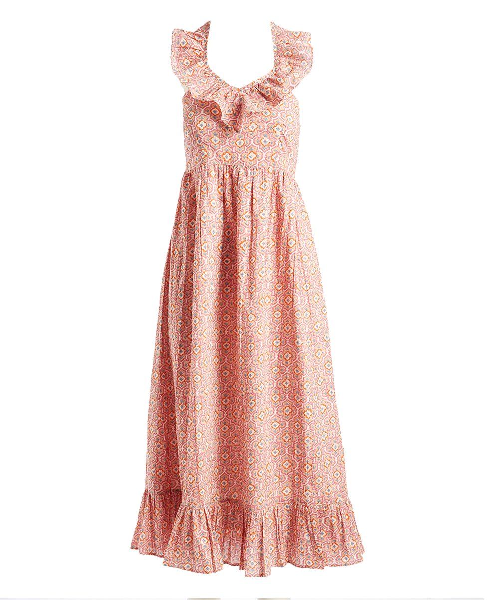 Printed Ruffle Neck Halter-Maxi Shirt-Dress Yo Baby Wholesale