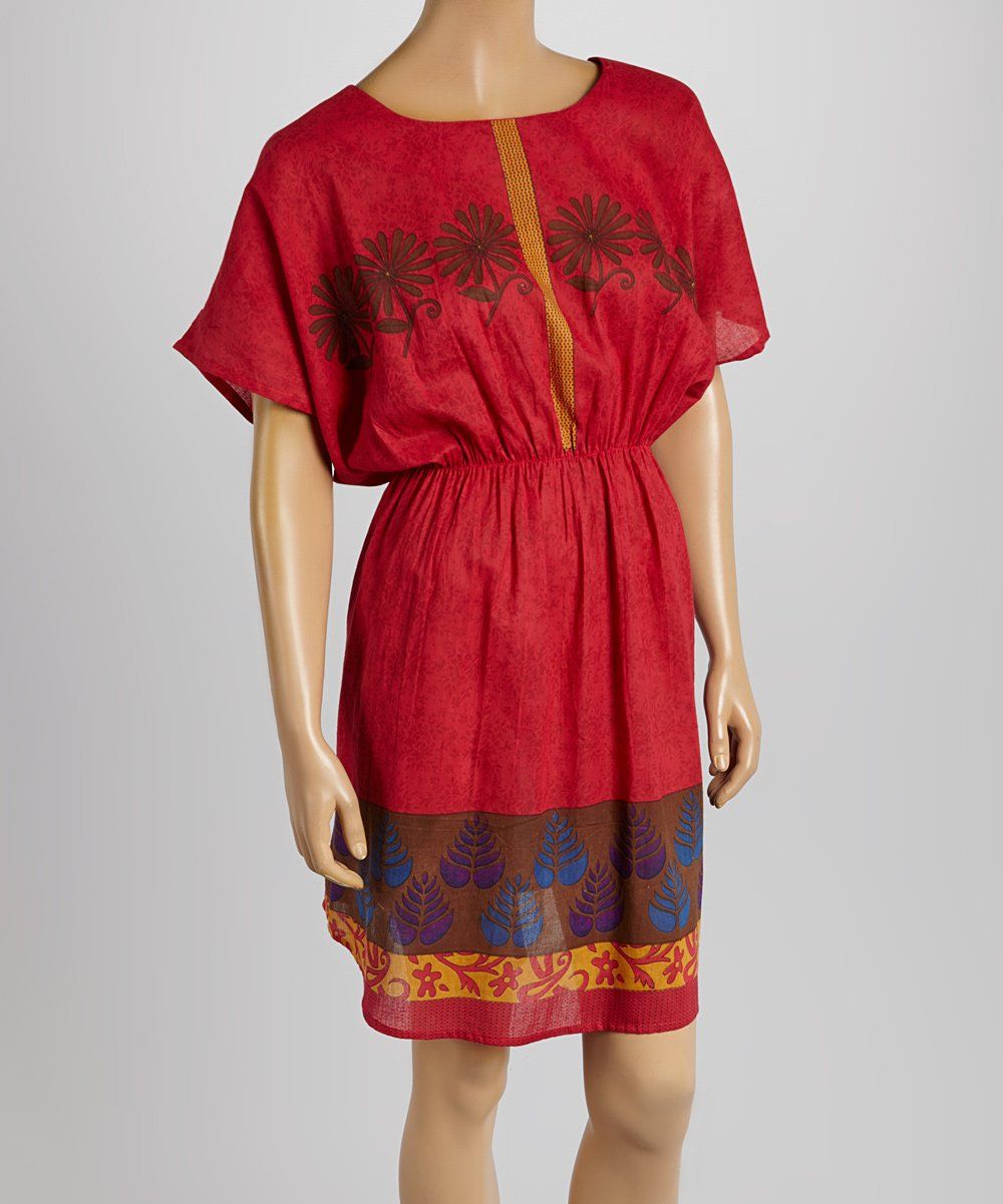 Red Leaf Dolman Dress Shirt-Dress Yo Baby Wholesale