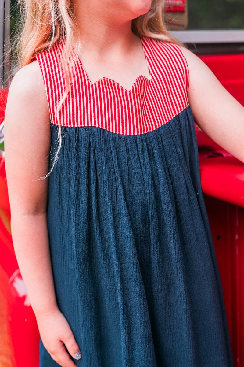 Red Stripe & Navy Sweetheart Dress Dress Yo Baby India