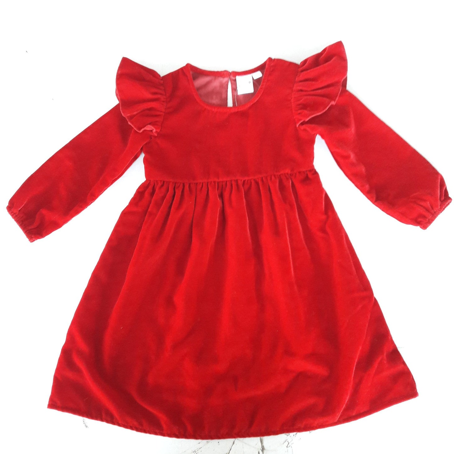 Red Velvet Full Sleeves Ruffle Dress Dress Yo Baby Wholesale