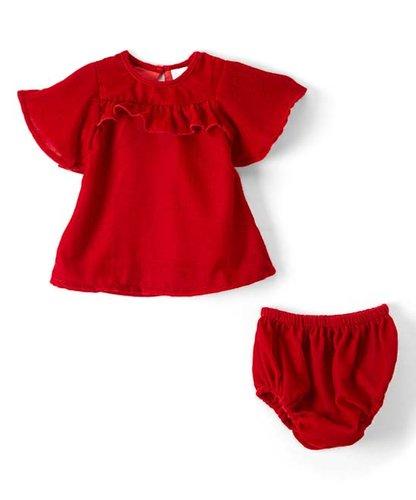 Red Velvet Infant Ruffle Dress Dress Yo Baby Wholesale 