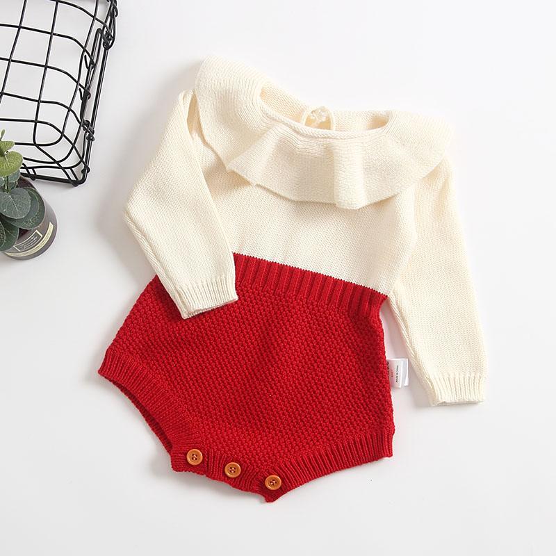 Ruffle Collar Girls Knit-Romper romper Yo Baby India