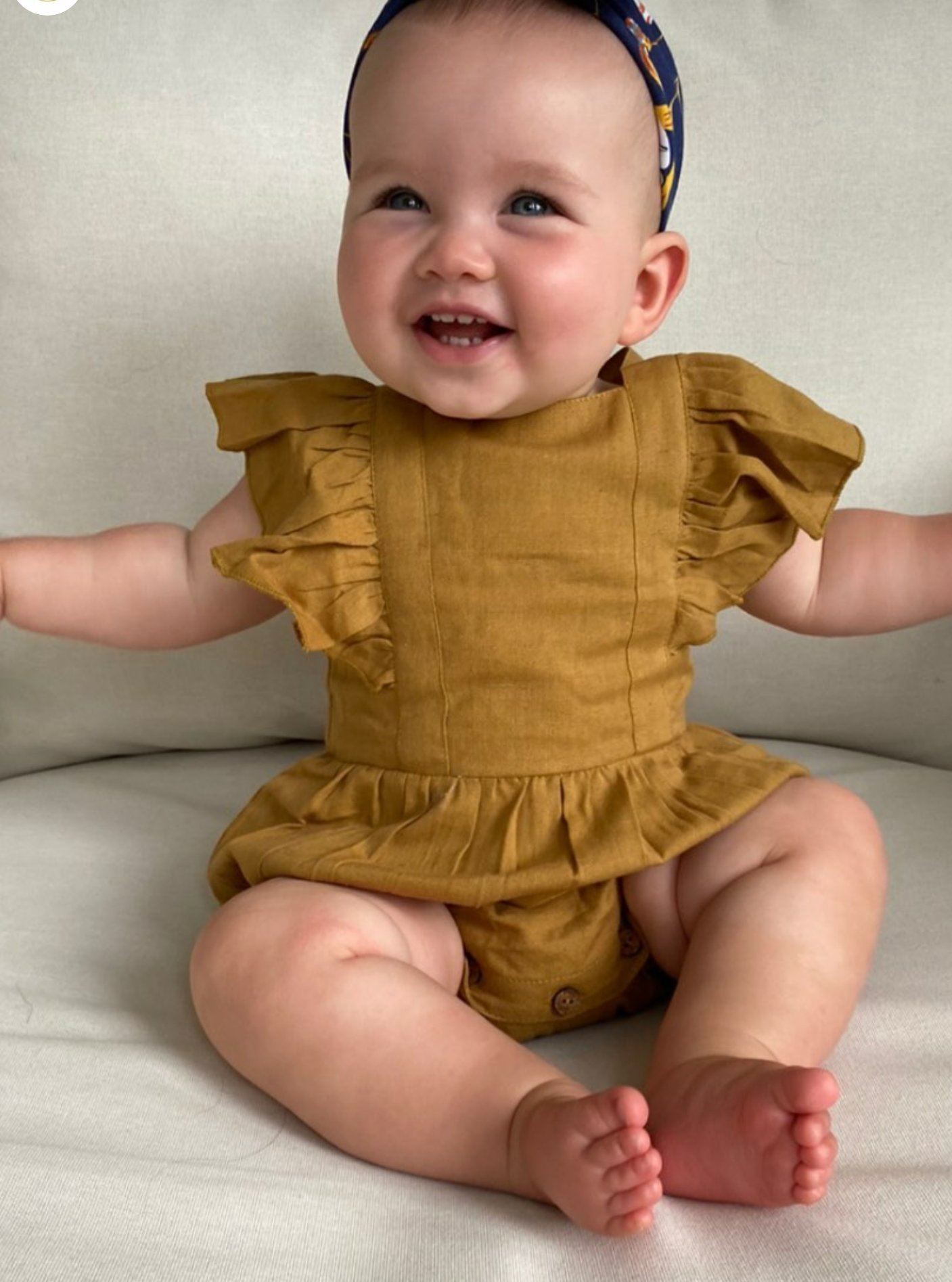 Ruffled Racer-Back Romper - Khaki Dress Yo Baby Wholesale