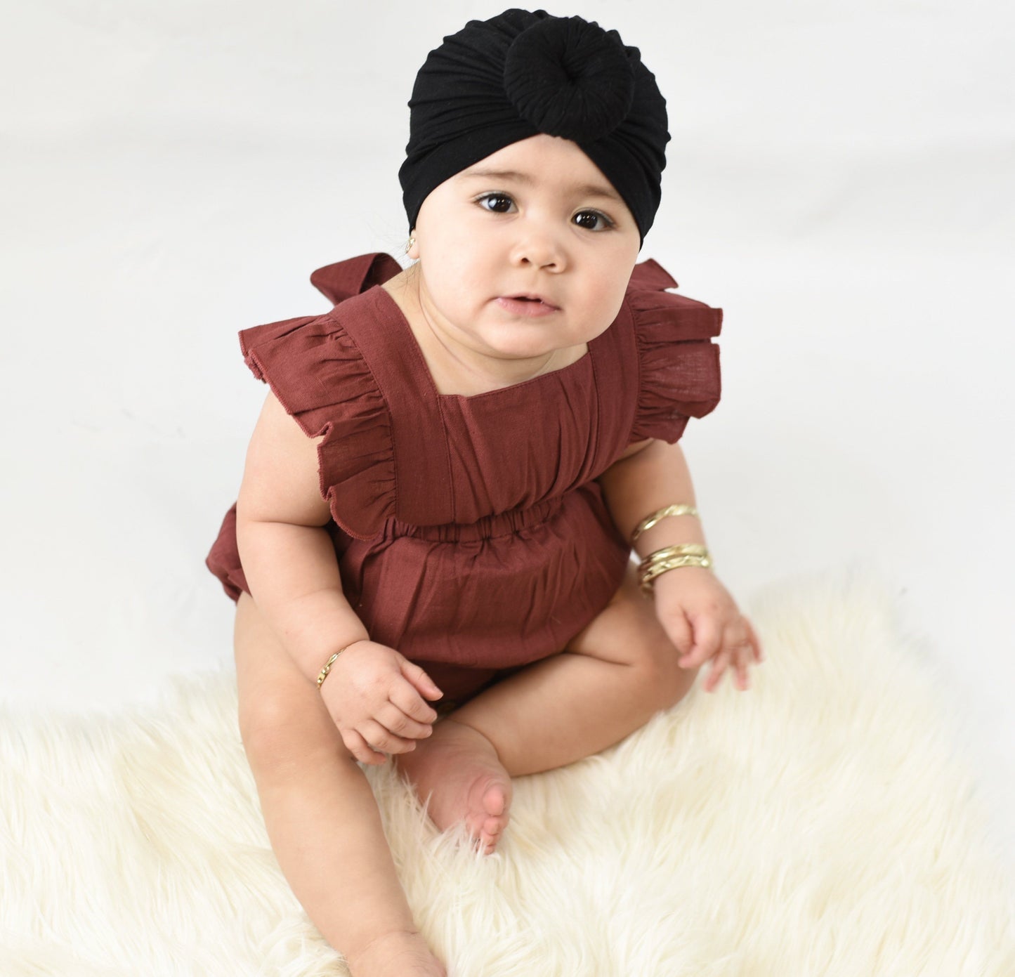 Ruffled Racer-Back Romper - Maroon Dress Yo Baby Wholesale
