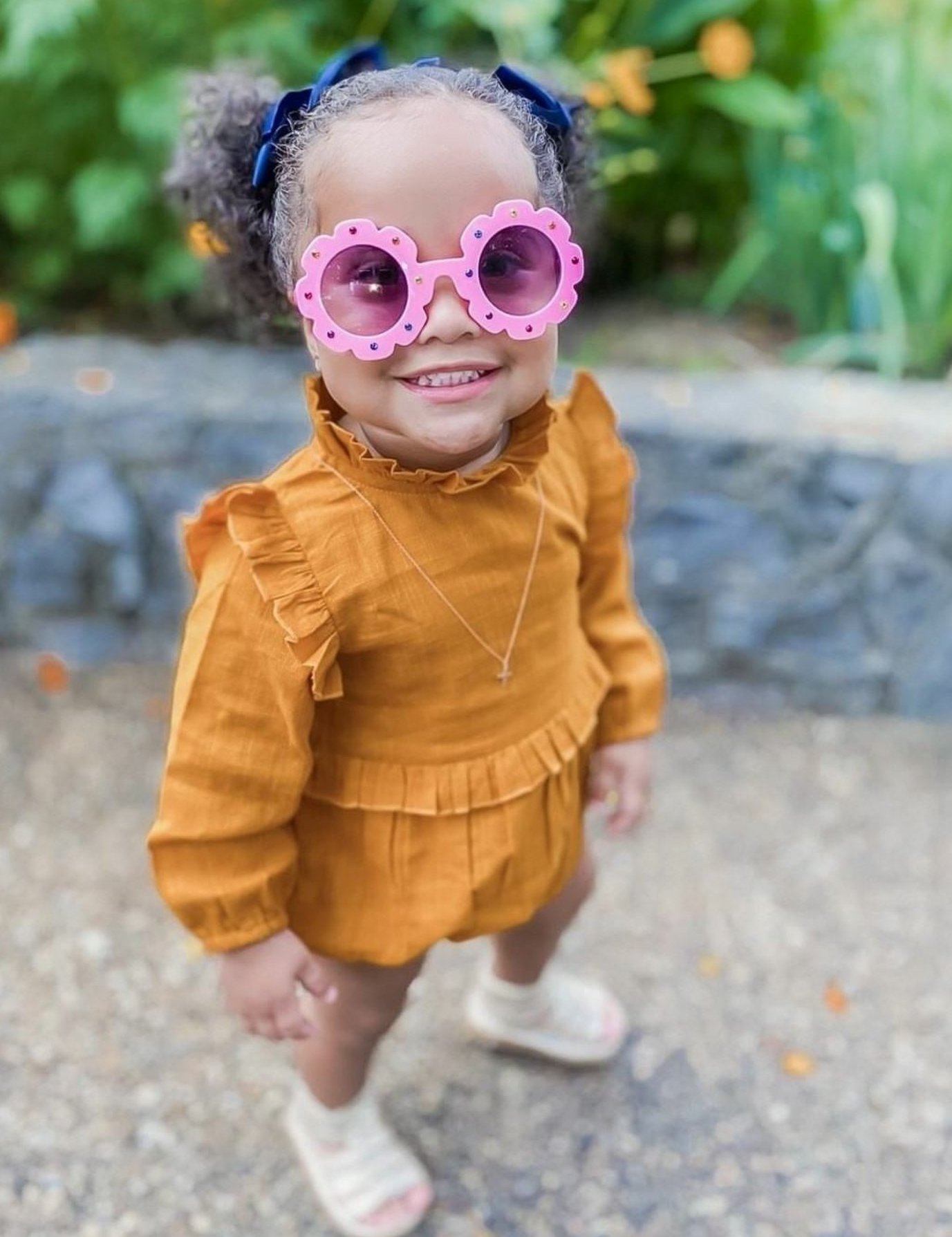 Rust Full-Sleeves Ruffles Infant Romper - Main Image