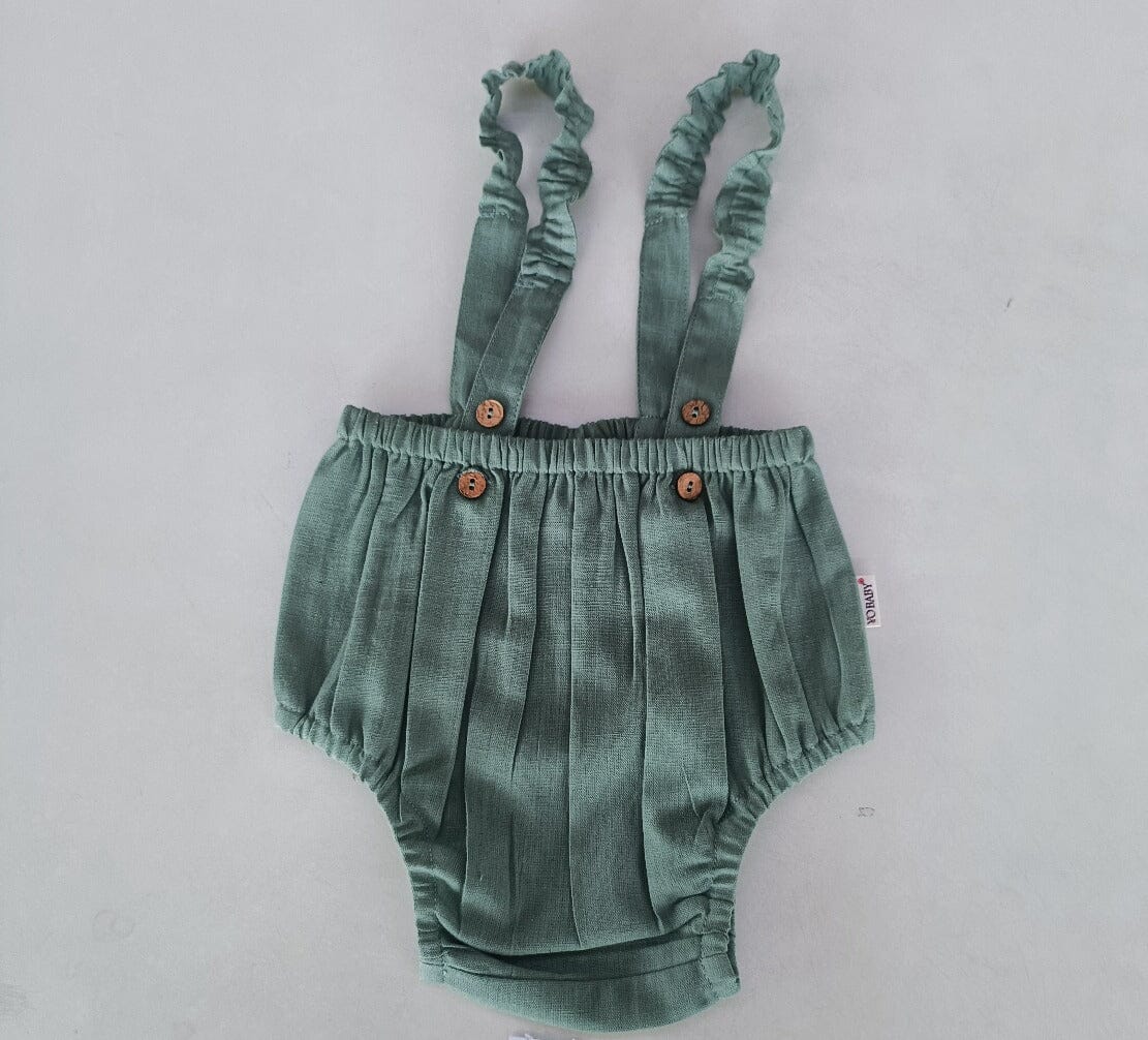 Sage-Green Color Suspender Shorts-Style Diaper Cover Diaper Cover Yo Baby India