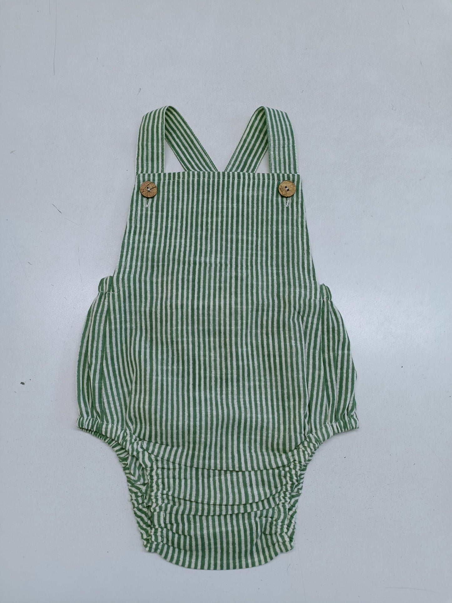 Sage Green Stripes Print Romper romper Yo Baby Wholesale