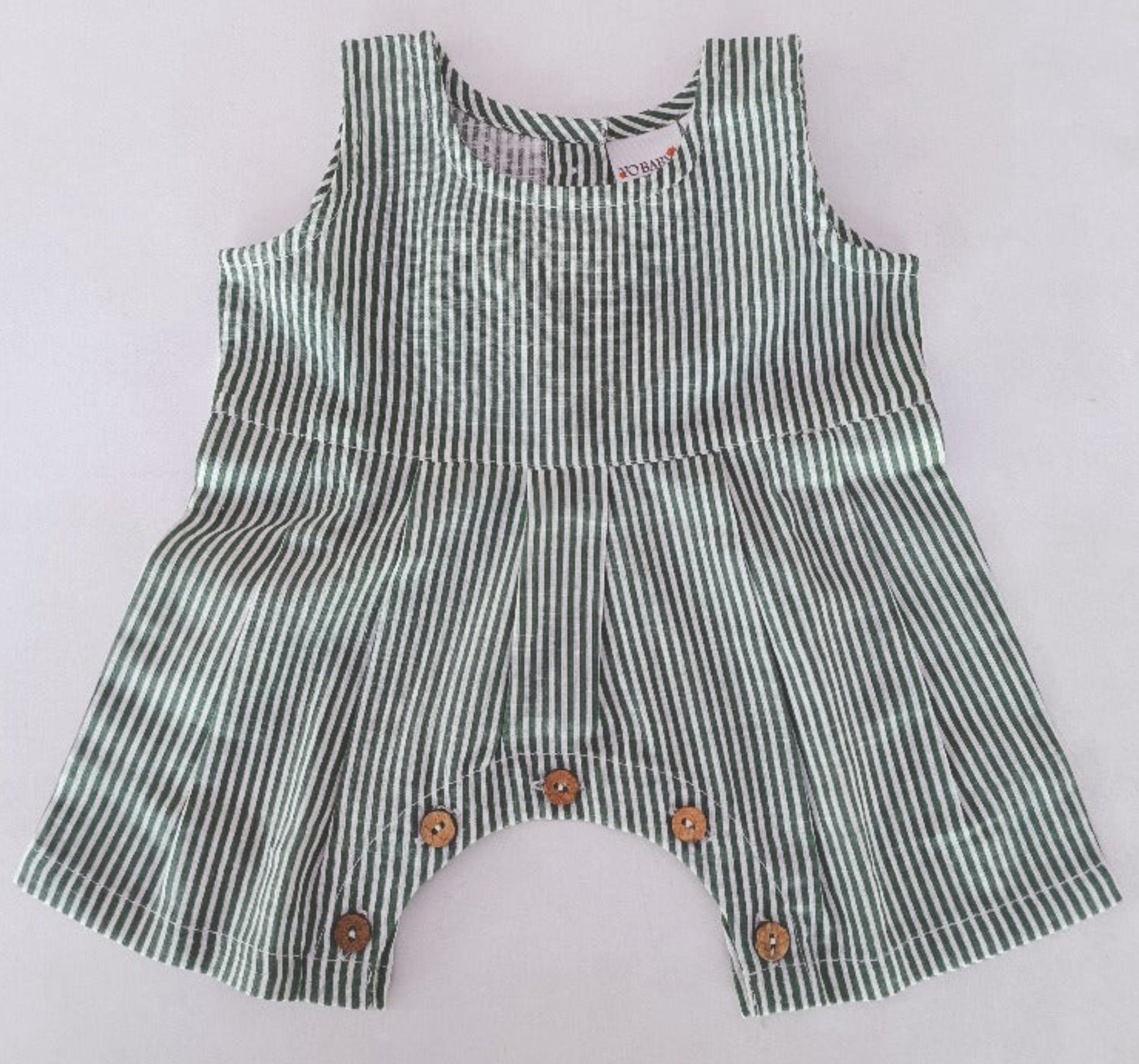 Sage Green Stripes Printed Baby Romper romper Yo Baby India