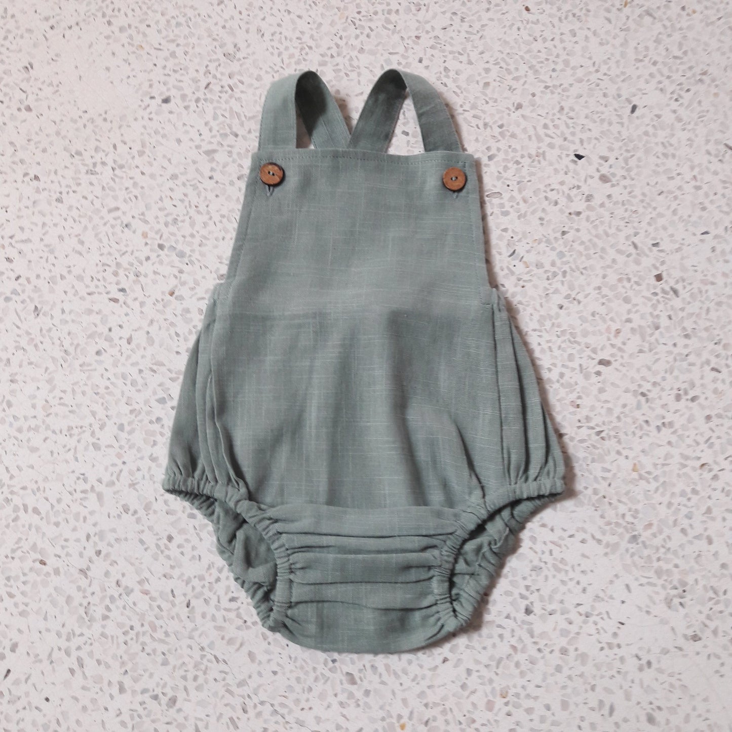 Sage Infant Cotton Romper Dress Yo Baby Wholesale