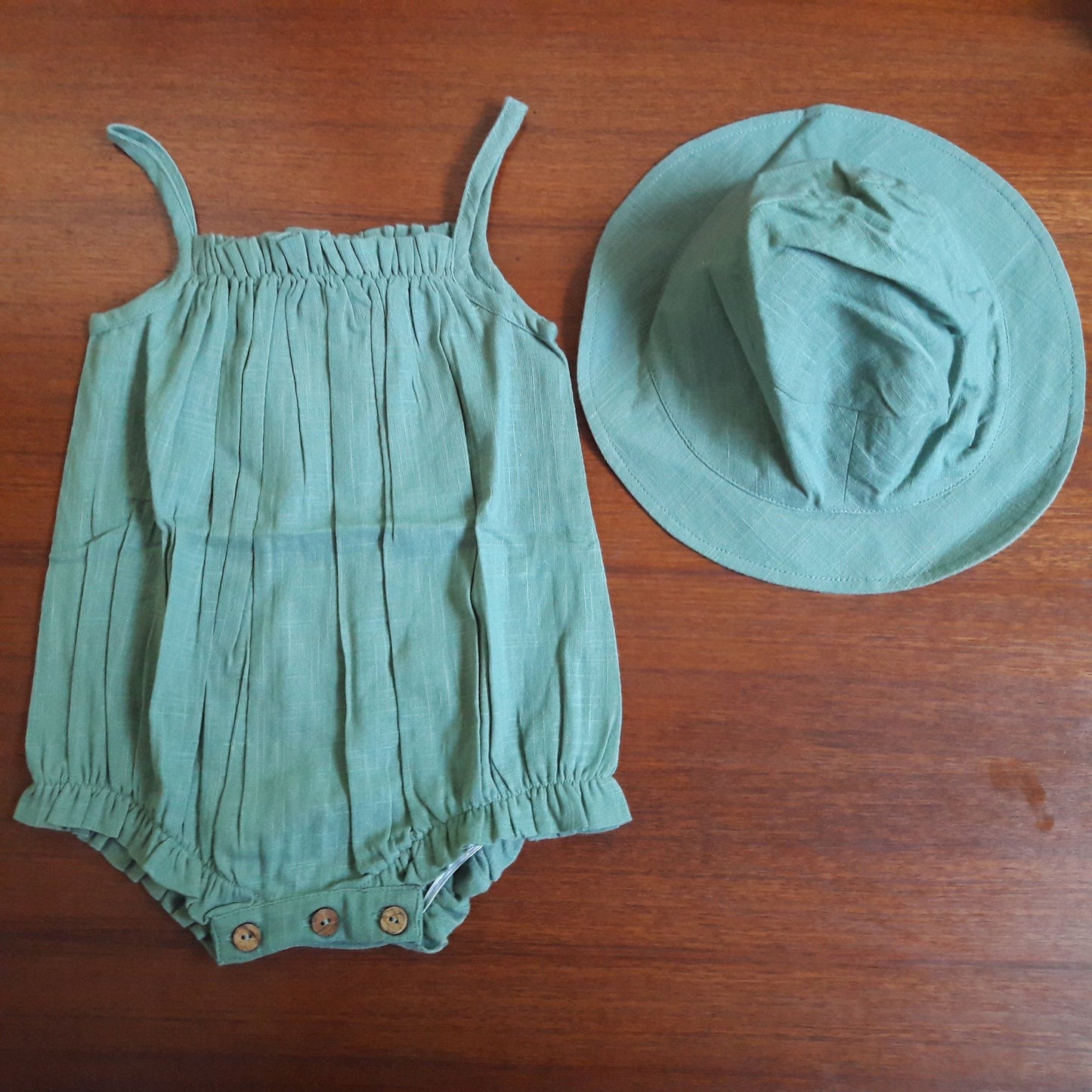 Sage Infant Cotton Romper & Hat Set 2-pc. set Yo Baby Wholesale