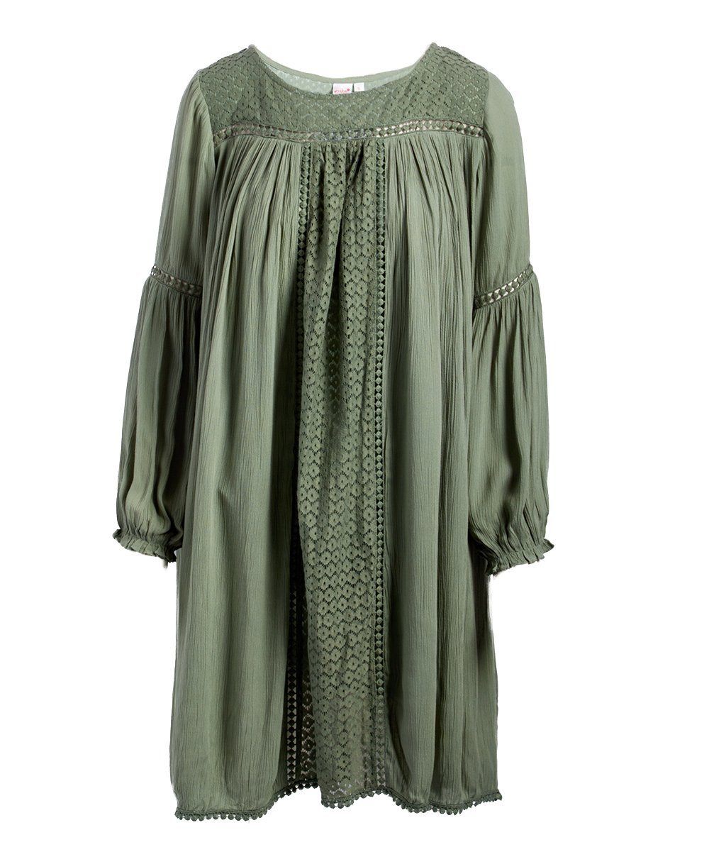 Sage Net Detail Dress Shirt-Dress Yo Baby Wholesale