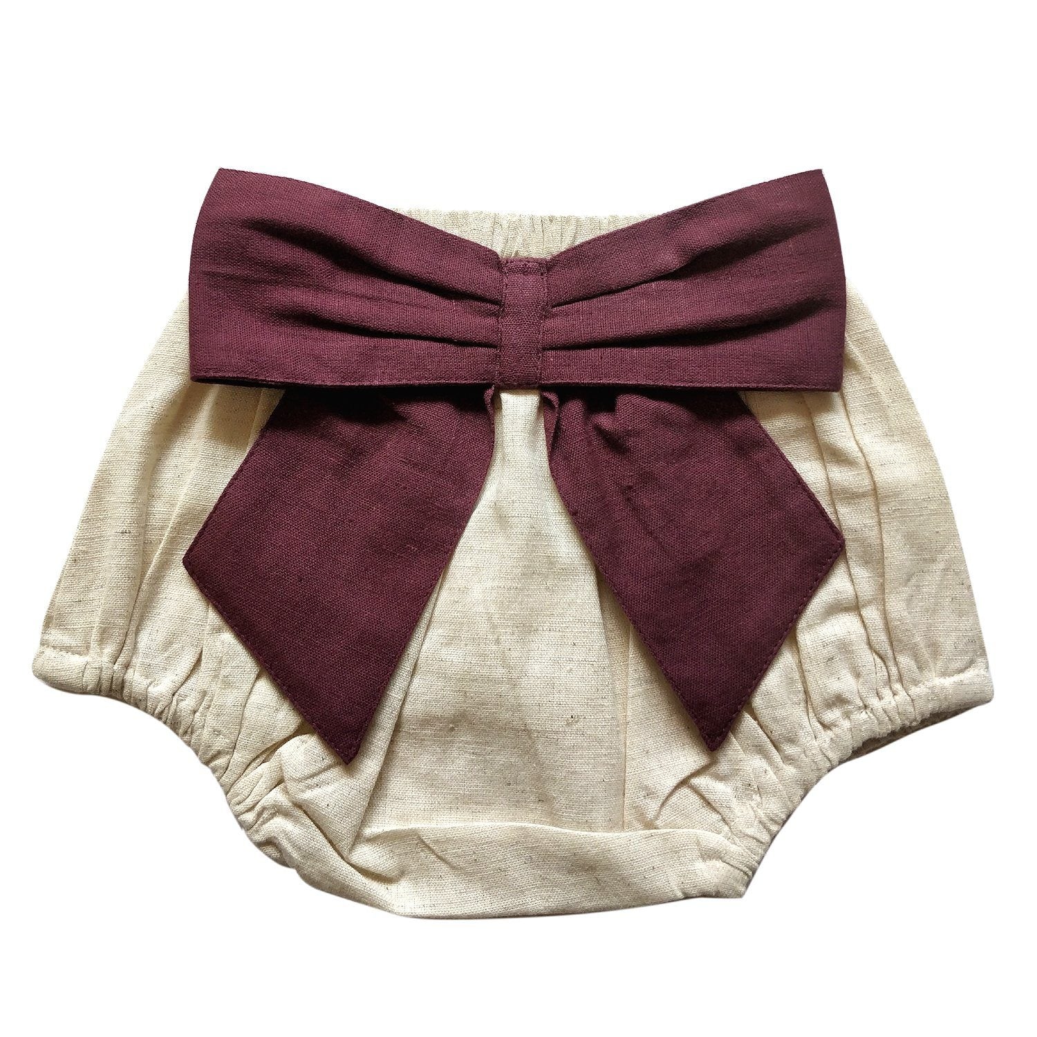 Set of 3 - Ivory Diaper Covers with Contrast Bows in Sage, Ochre & Burgundy. diaper covers Yo Baby Wholesale