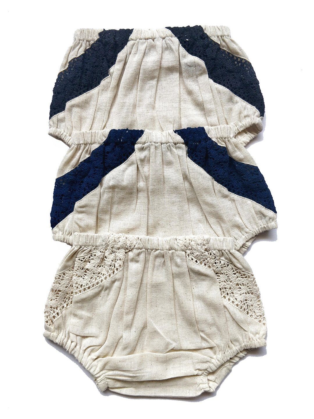 Set of 3 - Lace Diaper Covers in Ivory, Navy & Black diaper covers Yo Baby Wholesale