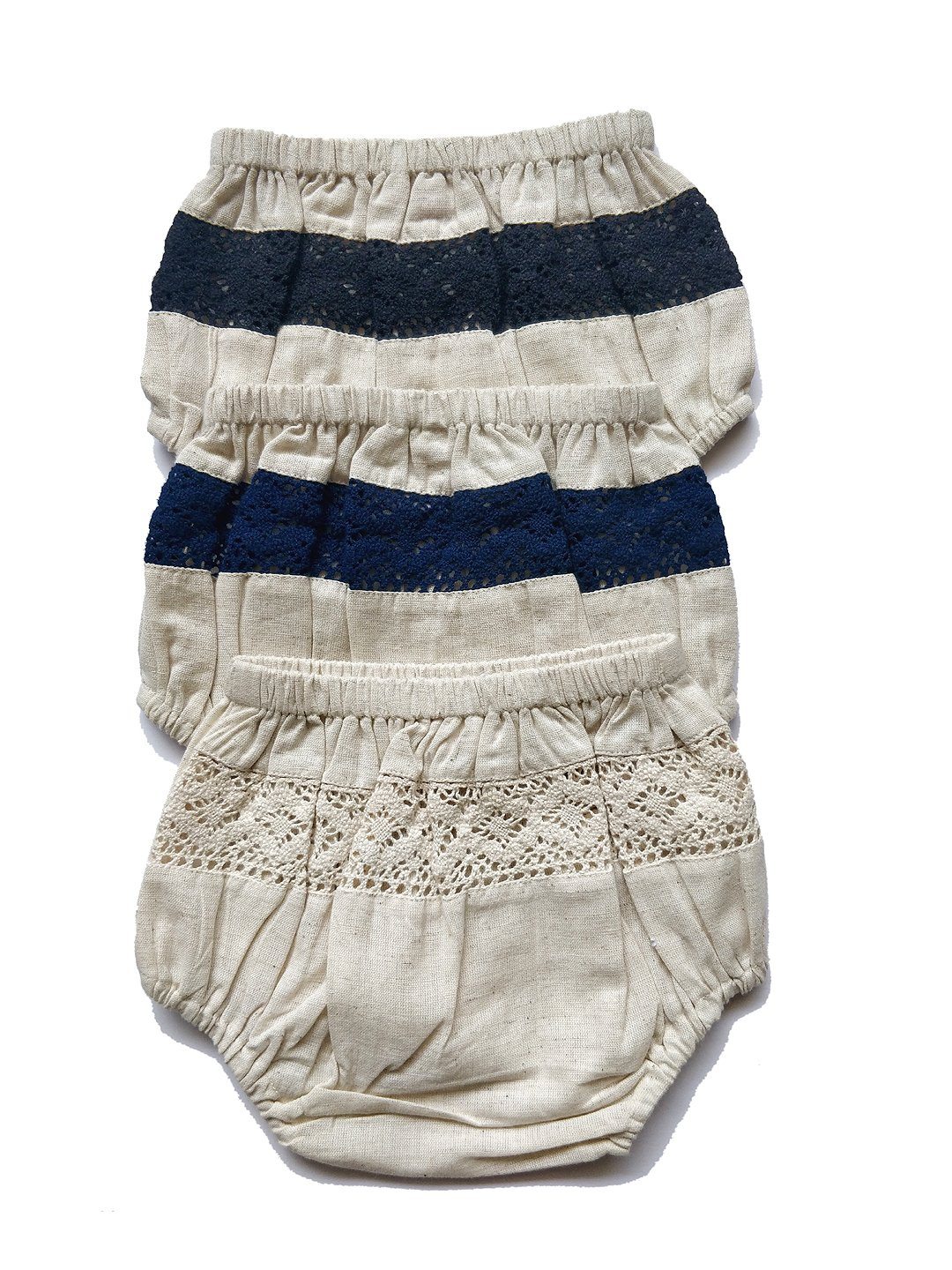 Set of 3 - Lace Diaper Covers in Ivory, Navy & Black diaper covers Yo Baby Wholesale