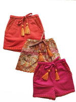 Set of 3 - Paisley Print Scalloped Orange Tassel Detail and hand Embroidered Short Style Diaper Cover/Bloomers diaper covers Yo Baby Wholesale 