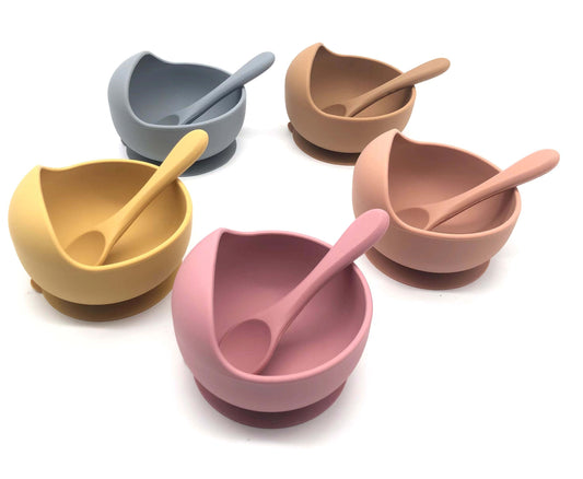 Silicone Bowl & Teddy Bear Spoon Set Feeding Set Yo Baby Wholesale