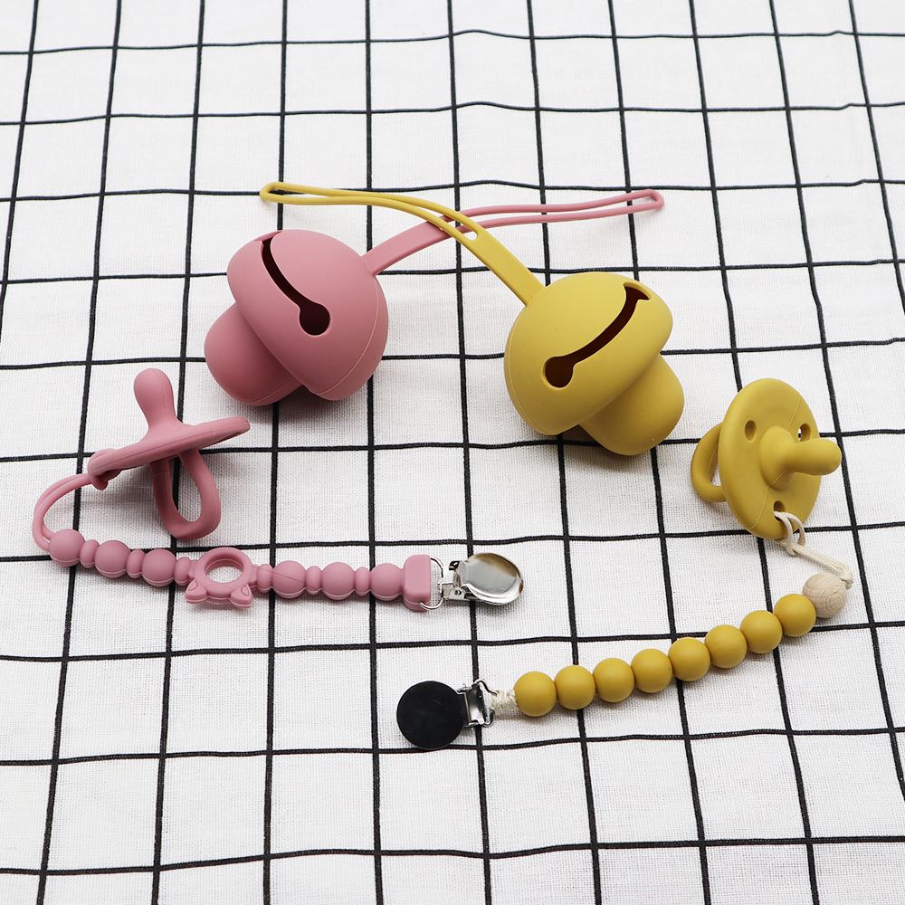 Silicone Pacifier + Pacifier Clip + Pacifier Holder - Set of 3 Feeding Set Yo Baby Wholesale