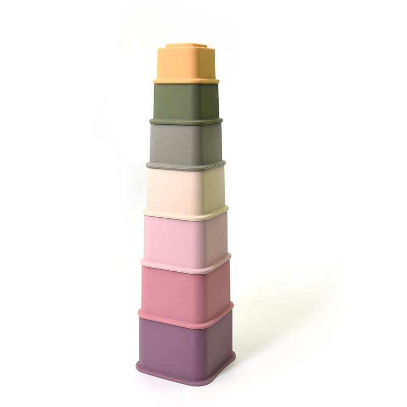 Silicone Square Stacking Cups - 7 Pcs Yo Baby India