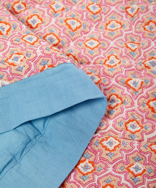 Sky Blue-Trim Abstract Quilted Blanket Blanket Yo Baby Wholesale