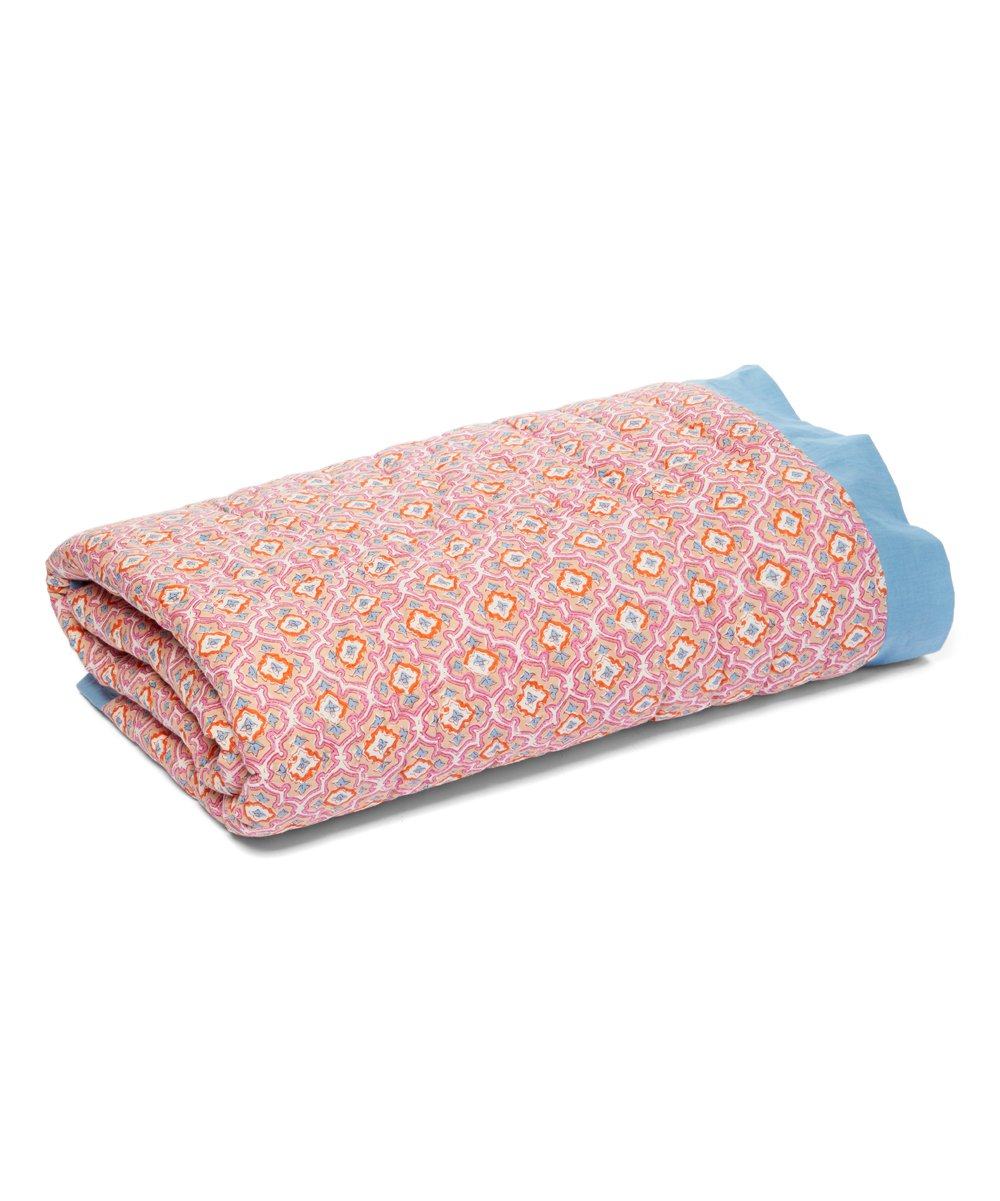 Sky Blue-Trim Abstract Quilted Blanket Blanket Yo Baby Wholesale