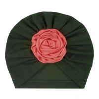 Soft Knit Flower-Turban Headband Yo Baby India Black With Red Rose 