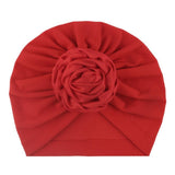 Soft Knit Flower-Turban Headband Yo Baby India Red With Red Rose 