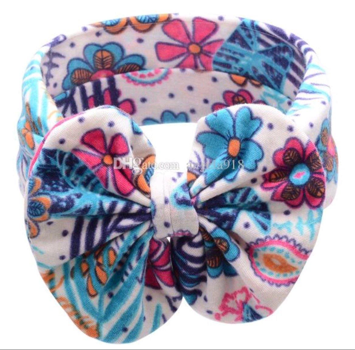 Soft Knit Printed Headband Yo Baby India White & Hot Pink