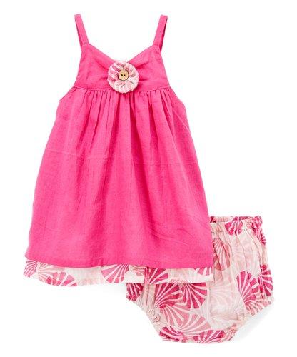 Solid Pink and Printed Slip Dress Dress Yo Baby Wholesale 