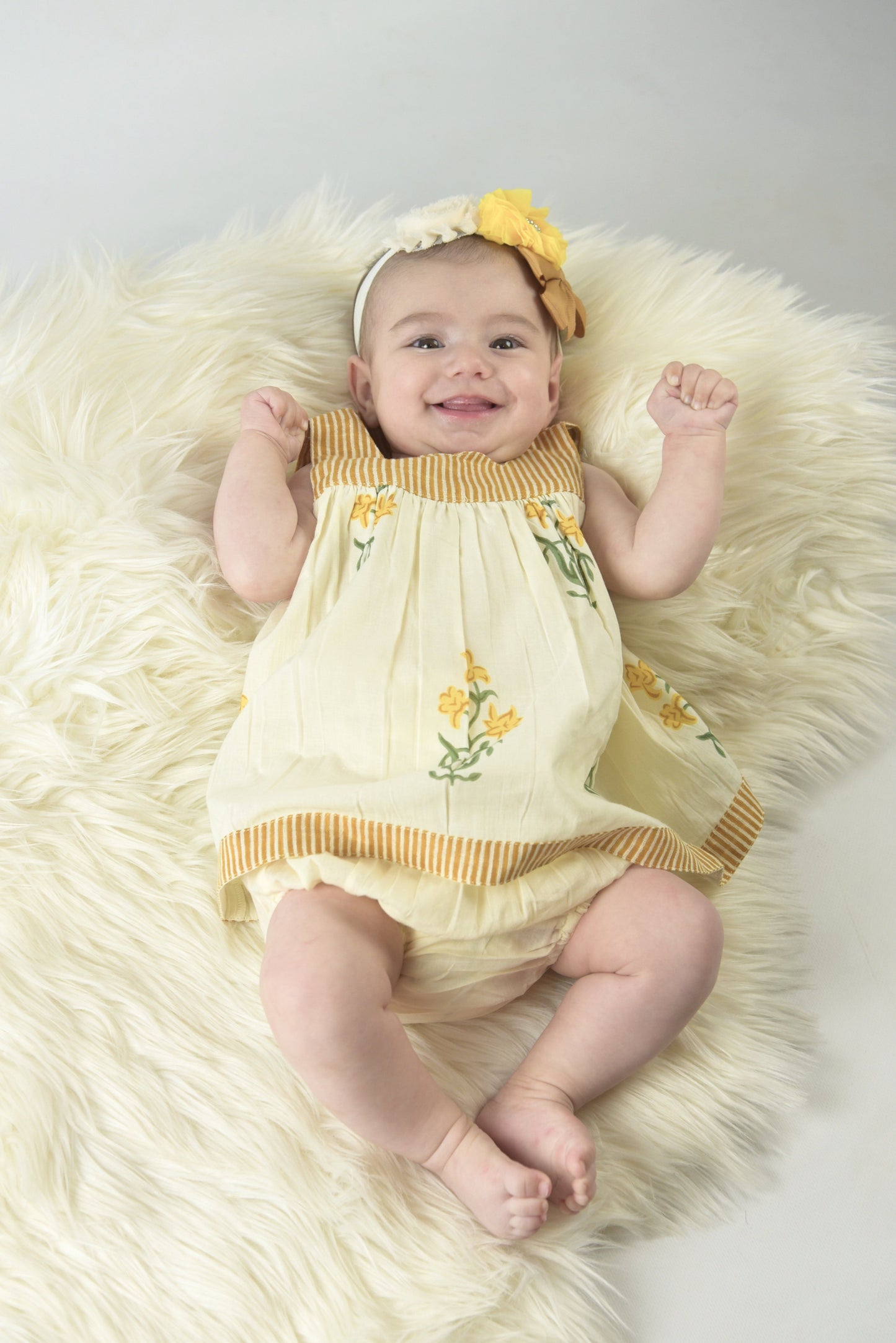 Stripes Sweetheart Neck Floral Shift Dress & Diaper Cover Set Dress Yo Baby Wholesale