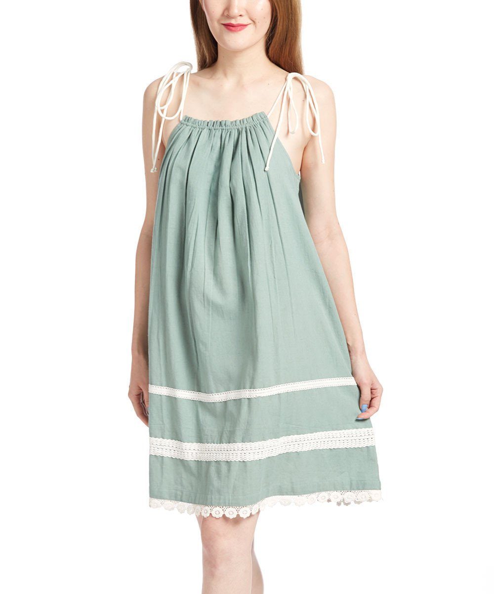 Teal Pillow-case Lace Dress Dress Yo Baby Wholesale